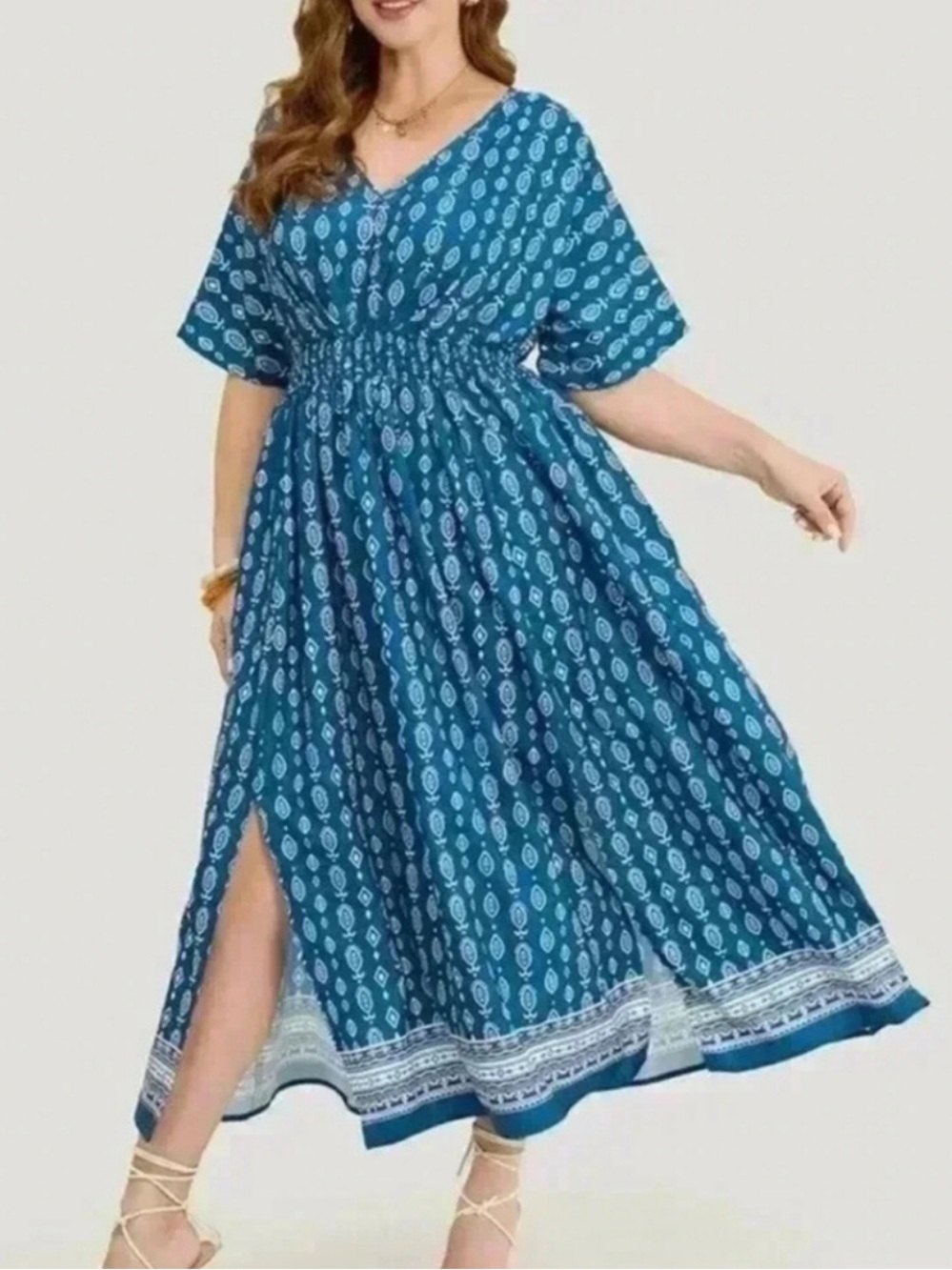 BloomChic V-Neck Maxi Dress with Side Slit size L (12)